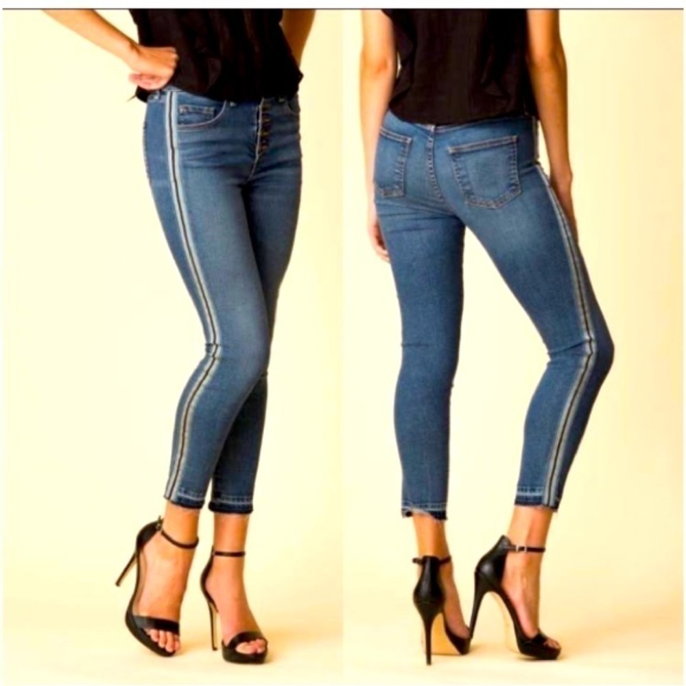 VERONICA BEARD Debbie 10” Skinny jeans tux stripe Size 24